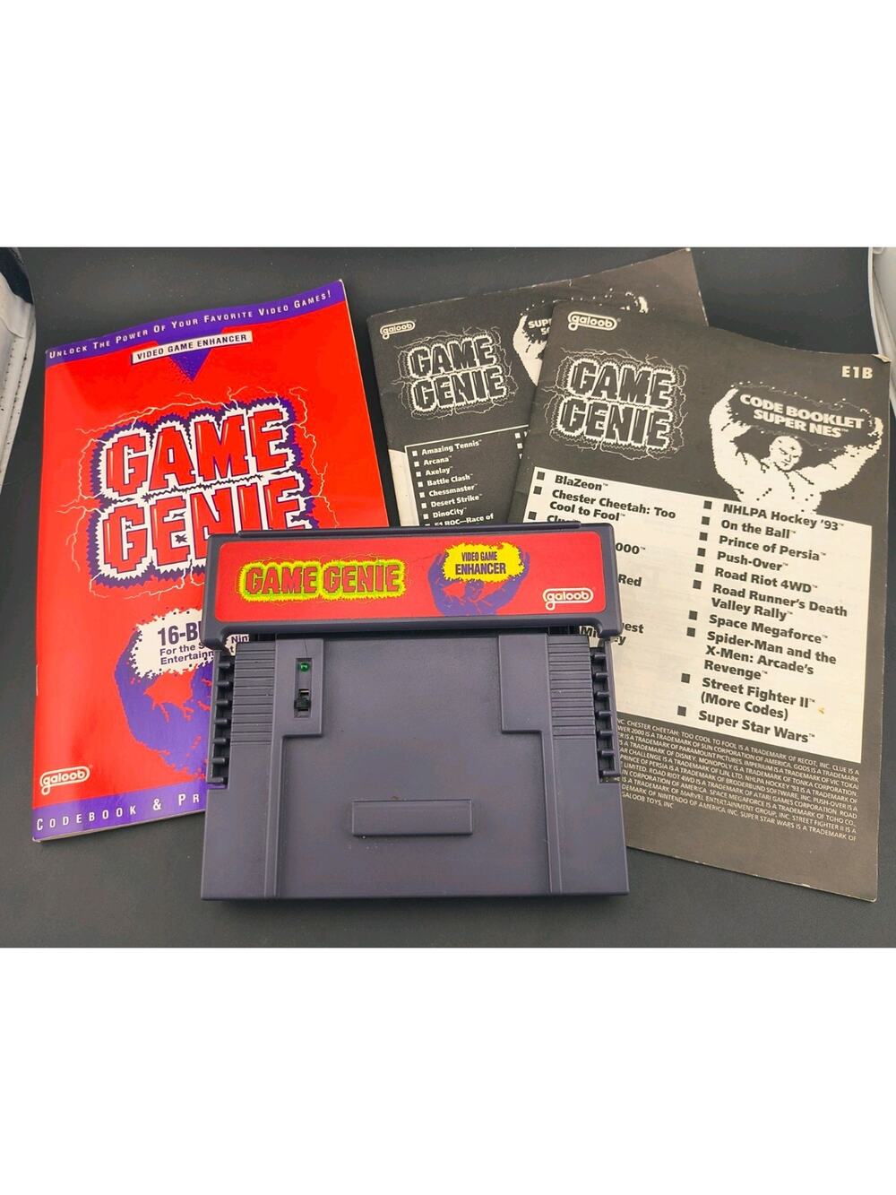 SNES Game Genie Video Game Enhancer Galoob Super Nintendo w/ 3 Codebooks Tested